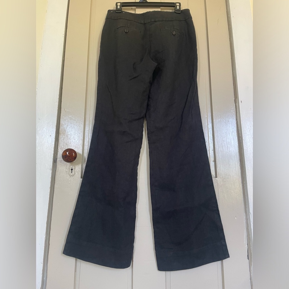 LOFT Black 100% Linen Mid-Rise Business Casual Trousers Pants Office Work NWOT - Picture 8 of 13